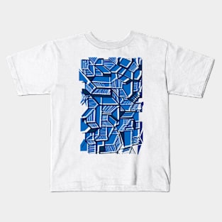 Geometric blue pop art triangles street art Kids T-Shirt